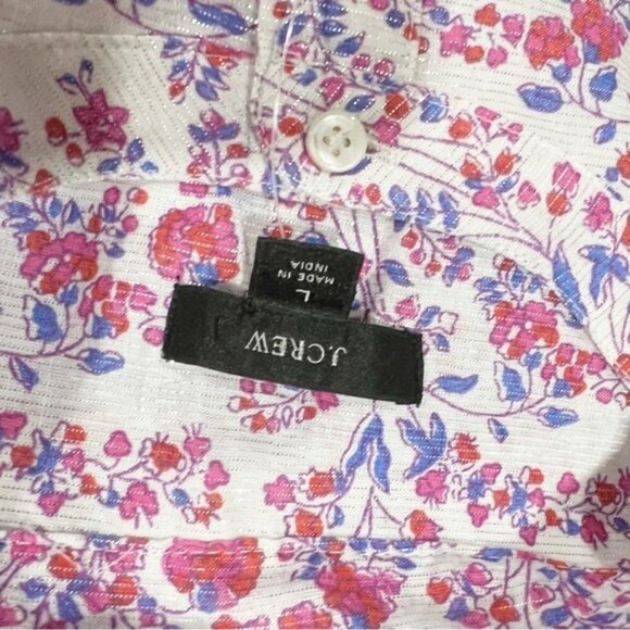 J. Crew Long Sleeve Lightweight Shimmery Metallic Floral Blouse - Size L - Picture 10 of 10